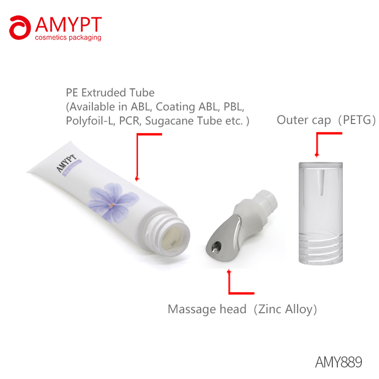 Tubo de crema para ojos de plástico con cabezal de aleación de zinc