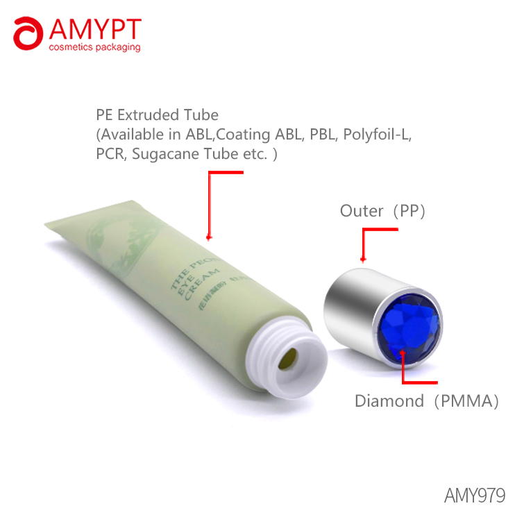 Tubo redondo de crema para ojos vacía y exprimible