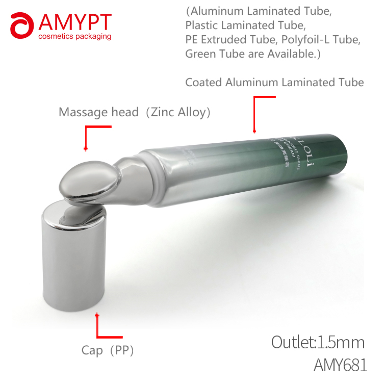 Tubo de plástico con tubo de crema para ojos aplicador de aleación de zinc