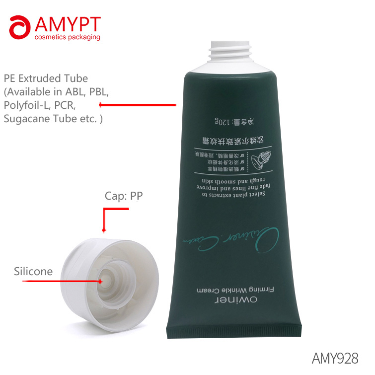 Tubo cosmético de D45 mm con tapa abatible de válvula de límite