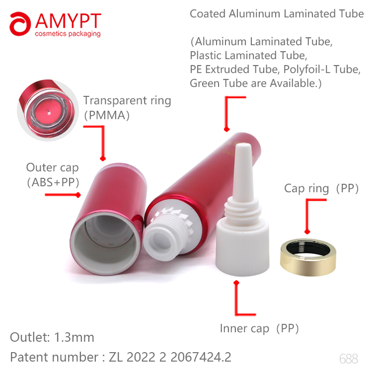 Tubo de plástico de aluminio Crema para ojos Boquilla larga Tubo suave