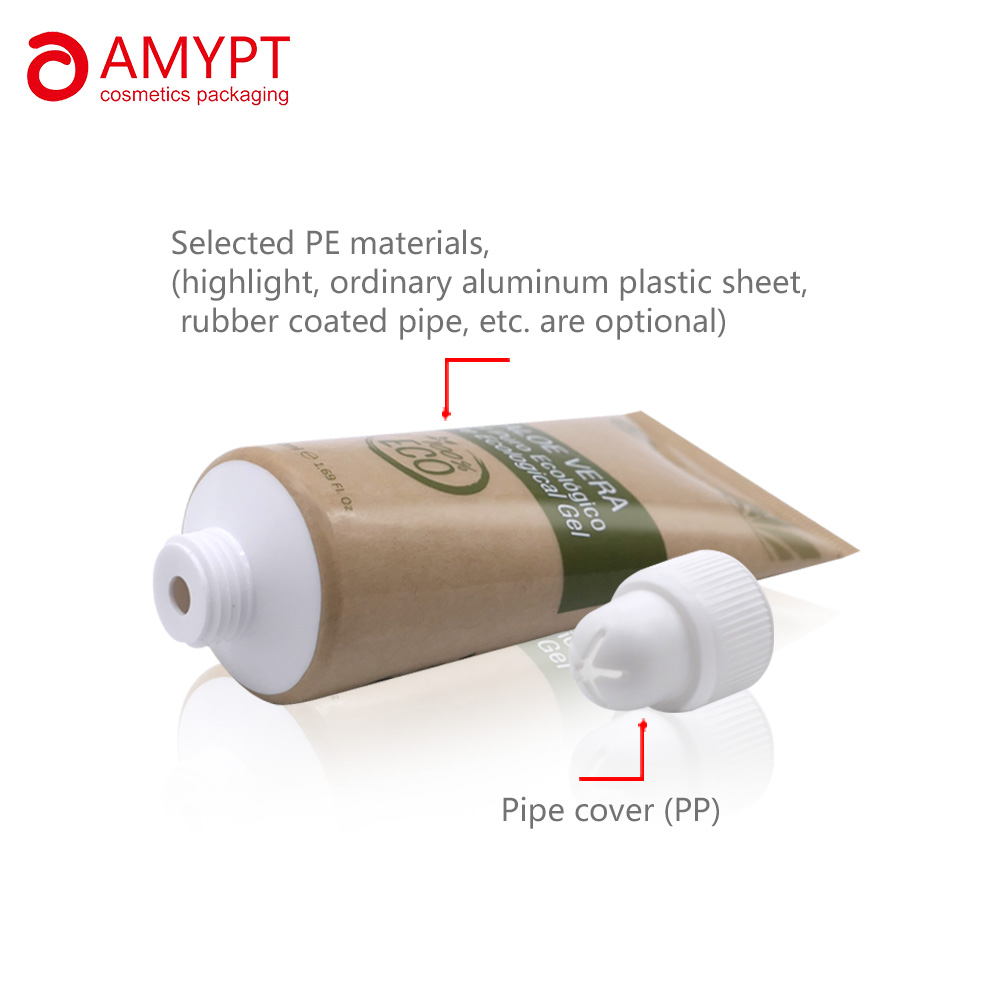 Tubo de crema de manos de tubo de papel Kraft de bioplástico reciclado 100% ecológico